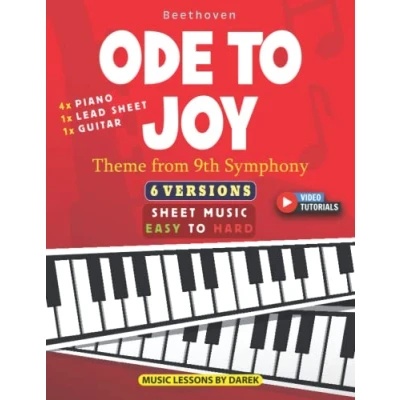 Abbildung von Ode to Joy I Beethoven 6 Versions Sheet Music EASY HARD: How play Theme from 9th Symphony on Piano, Guitar and other instruments For Kids Adults Video Tutorials