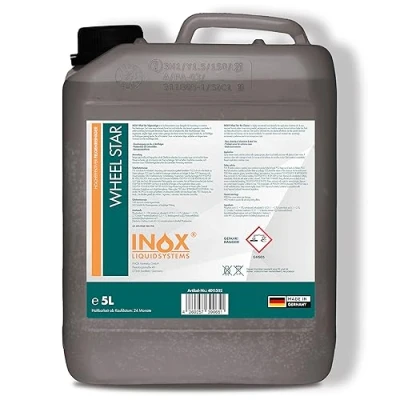 Abbildung von INOX® Felgenreiniger 5L Hocheffektiver Reiniger für lackierte Stahl , Chrom &amp; Alufelgen Entfernt schnell zuverlässig hartnäckigen Schmutz Rost Ideale Felgenpflege in Profiqualität
