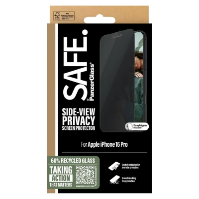 Abbildung von Apple iPhone 16 Pro Panzerglas PanzerGlass SAFE Privacy Screenprotector Ultra Wide Fit Screen Protector mit Sichtschutz inkl.
