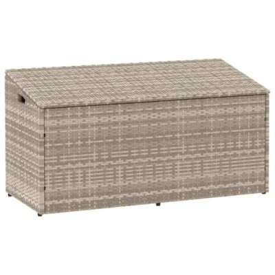 Abbildung von vidaXL Garten Auflagenbox Hellgrau 110x50x58 cm Poly Rattan, Aufbewahrungsbox, Outdoor Kissen Lagerung, Aufbewahrungsbox