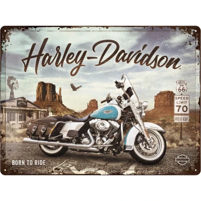 Abbildung von Nostalgic Art Retro Blechschild, 30 x 40 cm, Harley Davidson Route 66 Road King Classic Geschenk Idee für Biker, aus Metall, Vintage Design