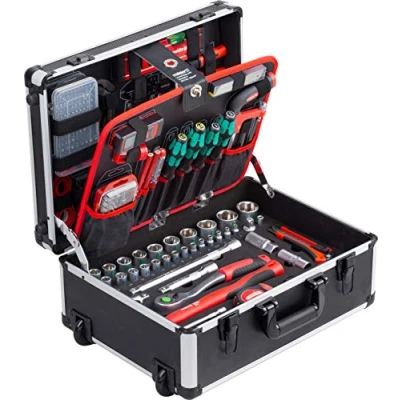 Abbildung von meister Werkzeugset Werkzeugtrolley, (238 St), Qualitätswerkzeug von Knipex und Wera, Rollen Teleskophandgriff