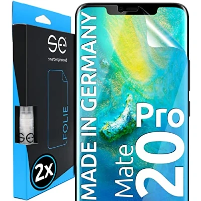 Abbildung von s.e Schutzfolie für Huawei Mate 20 Pro, 2 Stück, Full Screen, Positionierhilfe, 20Pro Panzerfolie, transparente Displayfolie, funktionierende Alternative zu Schutzglas, Schutzglasfolie