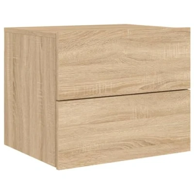 Abbildung von vidaXL Wand Nachttisch, Schwebend Nachtschrank mit LED Leuchten, Wandmontage Nachtkommode Nachtkonsole, Wandschrank Schlafzimmer, Sonoma Eiche