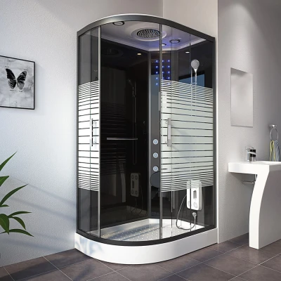 Abbildung von HOME DELUXE Eckdusche Duschkabine BLACK PEARL 120 x 80 cm Links, BxT: 120x80 cm, Ausführung: Fertigdusche, Dusche
