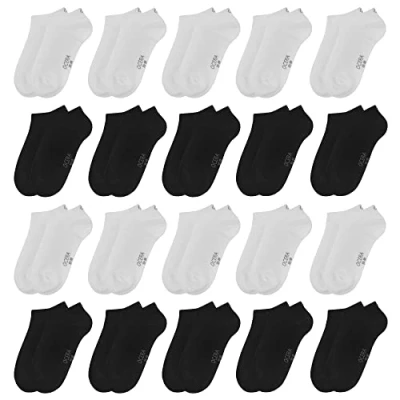 Abbildung von OCERA 20 Paar Kinder Sneaker Socken für Mädchen und Jungen Schwarz Weiß Mix 27/30