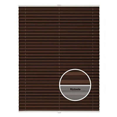 Abbildung von ondeco Plissee Thermo ohne Bohren mit Klemmträger,Sonnenschutz für Fenster innen, lichtschutz und Blickdicht, Faltrollo Sichtschutz Tür, Jalousie Rollo leicht verdunkelnd Dunkelbraun 60x130 cm
