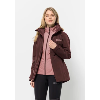 Abbildung von Jack Wolfskin Bergland 3IN1 Outdoorjacke, Damen, Größe: Medium, Dark maroon