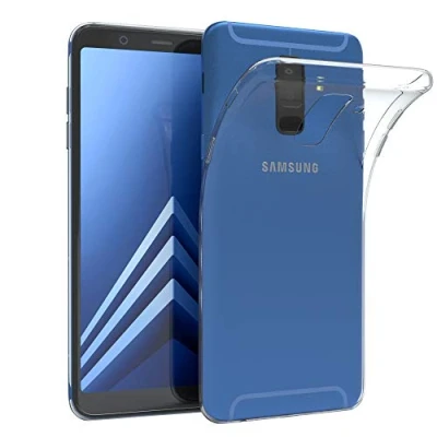 Abbildung von EAZY CASE Hülle kompatibel mit Samsung Galaxy A6 Plus (2018) Schutzhülle Silikon, Ultra dünn, Slimcover, Handyhülle, Silikonhülle, Backcover, Durchsichtig, Klar Transparent