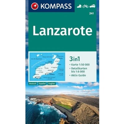 Abbildung von KOMPASS Wanderkarte 241 Lanzarote 1:50.000: 3in1 mit Aktiv Guide und Detailkarten. Fahrradfahren. Autokarte.