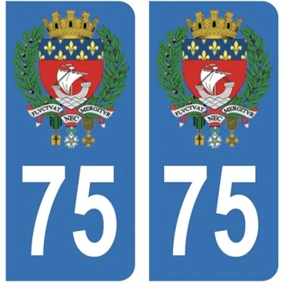 Abbildung von Hadexia Aufkleber für Nummernschild, Auto, 75, Wappen Paris