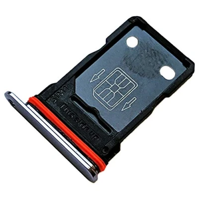 Abbildung von Dual Nano SIM Kartenhalter für OnePlus 7T, Original Ersatzteil, Mattiertes Silber