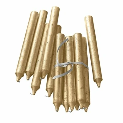 Abbildung von Loberon Kerze 20er Set Lysarion, Durchgefärbte Stabkerzen, Geruchslos, Lange Brenndauer, Gleichmäßige und Ruhige Flamme, Dekoration, Paraffinwachs, Gold