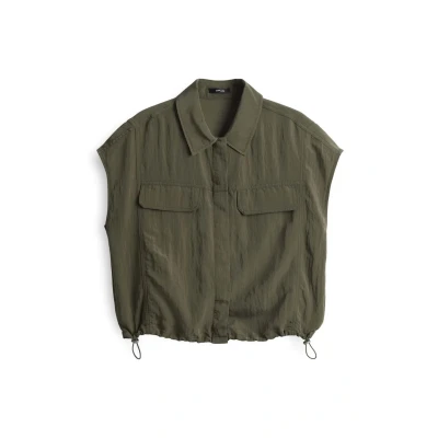 Abbildung von OPUS Crash Optik Utility Details Lockere Passform Hemdbluse, Damen, Größe: Small, Olive leaf