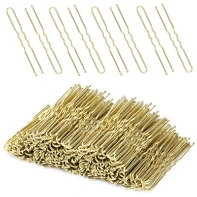 Abbildung von EUPSIIU 200 Stück Haarnadeln, U förmige 5cm Haarklammer, Metall Wellenform Haarklammern, Unsichtbare Haarnadel, Bobby Pins, Haarschmuck Friseursalon für Mädchen Haarzusätze (Gold)