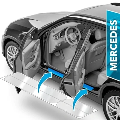 Abbildung von uProtect Auto Einstiegsleisten Schutz für Mercedes Benz V Klasse W447 I 2014 2024 Schutzfolie Autotür Zubehör Zierleisten Lackschutzfolie Transparent