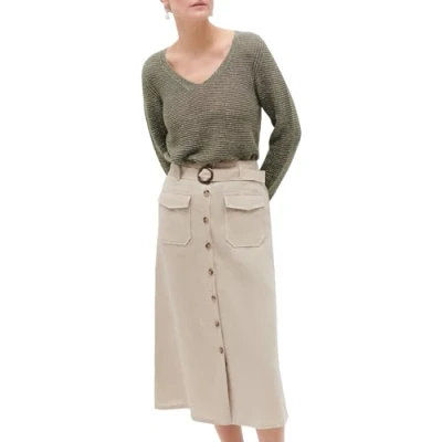 Abbildung von Caroll CAROLL; French BRAND; FASHION; ELEGANT; Modern ROCK Agnes 100 % Leinen Alinienrock, Damen, Größe: 38, Taupe