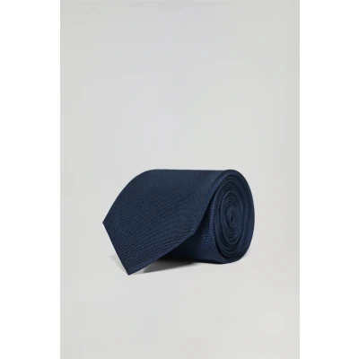 Abbildung von Polo Club Herren Einfarbige Seidenkrawatte Blau Mit Logo U