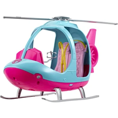 Abbildung von Barbie FWY29 Hubschrauber in Pink und Blau, Spielzeug Geschenk für Kinder von 3 bis 7 Jahren