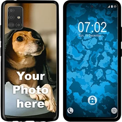 Abbildung von PhoneNatic personalisierte Handyhülle für Galaxy A51 5G in Schwarz Custom Case zum selbst gestalten mit eigenem Foto Bild Text individuell