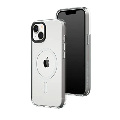 Abbildung von RhinoShield Clear Case kompatibel mit MagSafe für [iPhone 14/13]Überragende Magnetstärke, Vergilbungsresistenz, Kristallklar, optimaler Schutz und personalisierbar Schwarz Kamera Ring