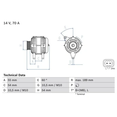 Abbildung von BOSCH 0 986 083 580 Lichtmaschine 14V 70A OPEL: Meriva A, Corsa D Schrägheck