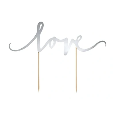 Abbildung von partydeco Tortenstecker, Cake Topper Love / Hochzeit 17cm silber