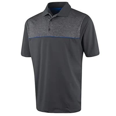 Abbildung von Insel Grün Herren Hervorgehoben Drucken Golf Polo Hemd Charcoal M