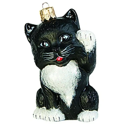 Abbildung von Unbekannt Christbaumschmuck Figuren Katzen Christbaumkugeln Weihnachtskugeln Weihnachts Baumschmuck Baumkugeln Deko schwarz weiß