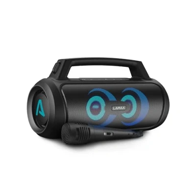 Abbildung von LAMAX PartyGo1, tragbarer Party Lautsprecher (Bluetooth 5.3, 100 W, LED Beleuchtung, IP67, 20 Stunden Ausdauer, Mikrofon)