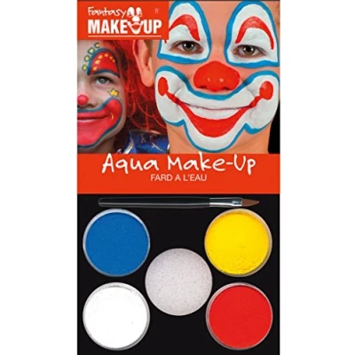 Abbildung von KREUL 37089 Fantasy Aqua Make Up Clown, 4 Farben, 1 Schwamm, Pinsel, Schminkanleitung, Schminke