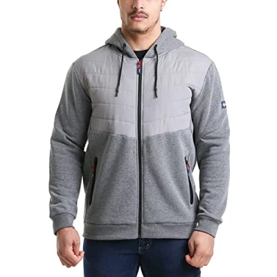 Abbildung von Lee Cooper LCJKT126 Berufsbekleidung Herren Full Zip Thermal Workwear Hoodie gesteppte Jacken Mantel, Grauer Mergel, XL