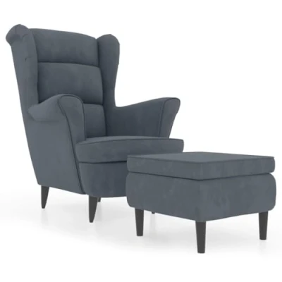 Abbildung von vidaXL Sessel Ohrensessel mit Hocker Dunkelgrau Samt (1 St)
