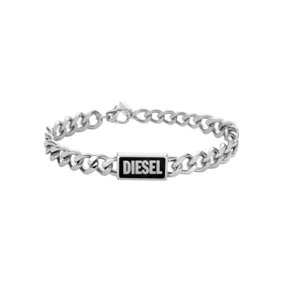 Abbildung von Diesel Herrenarmband Logoplakette Achat schwarz, DX1513040