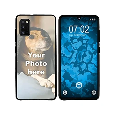 Abbildung von PhoneNatic personalisierte Handyhülle für Galaxy A41 in Schwarz Custom Case zum selbst gestalten mit eigenem Foto Bild Text individuell (Galaxy A41, Schwarz)