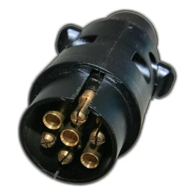 Abbildung von 1 Kfz Stecker 7 polig für 12V Anhänger Trailer Schwarz PVC Caravan POL Neu Old Harvest