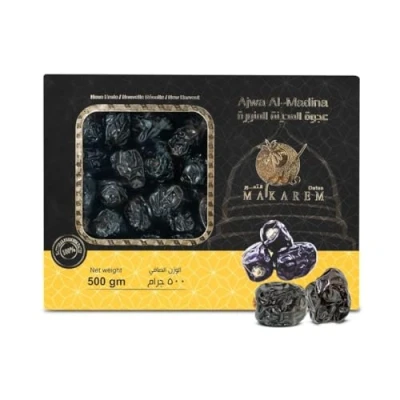 Abbildung von Makarem® Ajwa Datteln Premium aus Medina 100% frische Ernte Propheten OHNE Zusatzstoffe (500g)