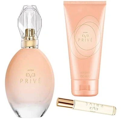 Abbildung von Avon Parfum Set Eve Prive 1x Eau de 50ml Taschenspray 10ml Körperlotion 150ml für Damen