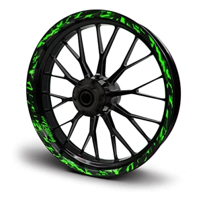 Abbildung von 16 teiliges Set Felgenrandaufkleber Sticker für Motorrad Auto Felgen Future Design Komplett Felgenaufkleber 15&quot; 16&quot; 17&quot; 18&quot; 19 Zoll MR017 (Neon Grün, Glanz)