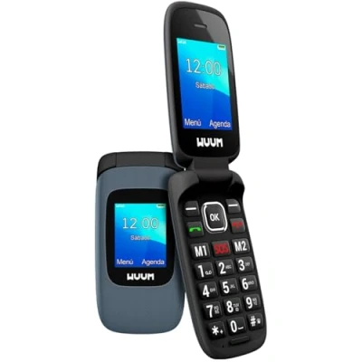 Abbildung von WUUM CLAP Klapp Handy mit Zwei Displays Große Tasten und Ziffern 2 Direktspeicher SOS Taste Bluetooth Großer 800mAh Akku USB C Titanium