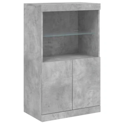 Abbildung von vidaXL Sideboard mit LED Leuchten Betongrau 60,5x37x100 cm Glas Vitrine