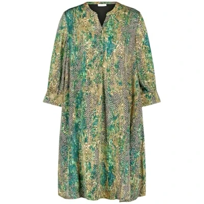 Abbildung von Gerry Weber Fliessendes MIT IKAT Print Blusenkleid, Damen, Größe: 38, Grün bedruckt