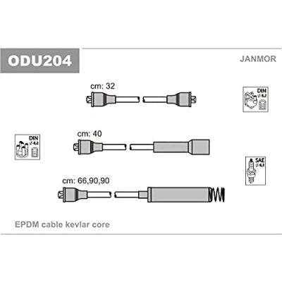 Abbildung von JANMOR ODU204 Zündkabelsatz OPEL: Kadett E CC, Cabrio, Vectra A Limousine