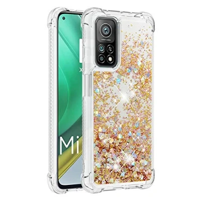 Abbildung von KBIKO zxl Handyhülle Xiaomi Mi 10T Glitzer, Hülle Pro, Flüssig Treibsand Mädchen Frauen Glitter Quicksand Weich TPU Bumper Silikon Schutzhülle für Pro.Gold YBL