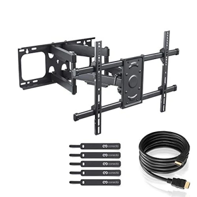 Abbildung von TV Wandhalterung für 37 70 Zoll (ca. 94 178cm) Flach &amp; Curved LCD LED OLED Fernseher TFT Monitor Schwenkbar Neigbar Ausziehbar Wand Halter Halterung VESA 200x200 600x400 Schwarz