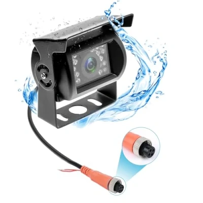 Abbildung von Camecho Rückfahrkamera 4 Pin Aviation Stecker IR Nachtsicht Keine Hilfslinie Ohne Ändern der Farbe wasserdichte Für Bus/Wohnmobil/LKW/Auflieger/Auto Heavy Duty 12 V 24
