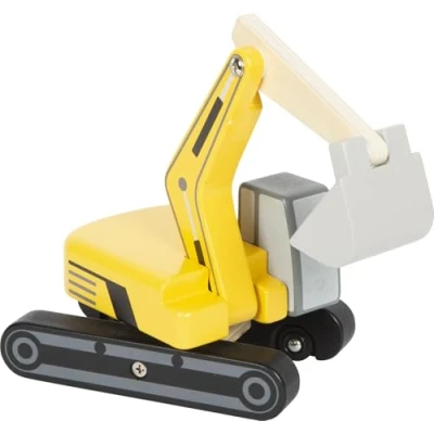 Abbildung von small foot Schaufelbagger mit Kabine aus Holz, Spielfahrzeug 360 drehbarem Arm und realistischer Kettenoptik, ab 2 Jahren, 12637