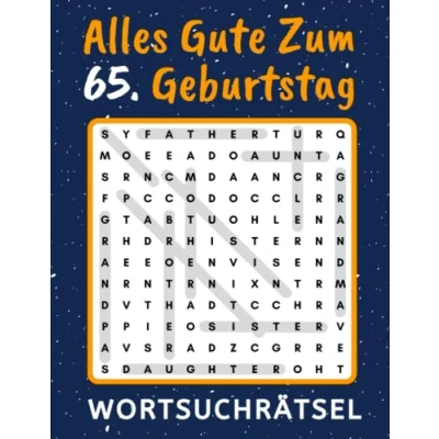 Abbildung von 65 geburtstag Alles Gute zum 65. Wortsuchrätsel: 60 Rätsel mit Lösungen Kleines Rätselbuch Verschenken Geburtstagsgeschenk für Frau Mann Geschenke
