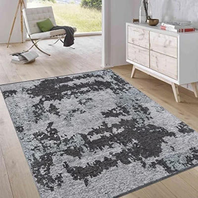 Abbildung von Jimri Kurzflor Wendeteppich Flach gewebter Teppich für Schlafzimmer &amp; Wohnzimmer, Eingang, Flur Maschinengefertigt, weicher Polyester Baumwoll Läufer Abstrakt Turkis, Grösse : 75x150 cm