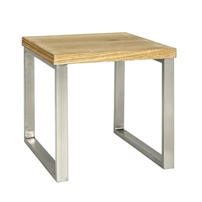 Abbildung von HAKU Möbel Beistelltisch edelstahloptik, eiche, Echtholzfurnier, MDF, Metall, Wabenplatte Maße: B 45 cm x H T 50 cm, Style: Modern